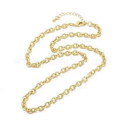 Brass Textured Cable Chain Necklaces&nbsp;NJEW-A042-12G-02