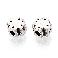 チベット風合金ビーズ  クロス  アンティークシルバー  6.5x6.5x4.5mm  穴：2mm  約1666個/1000g&nbsp;PALLOY-T093-35AS