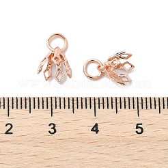 Flower Rack Plating Brass Filigree Bead Cap Bails&nbsp;KK-L102-27RG