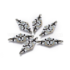 MIYUKI＆TOHO手作り日本のシードビーズリンク  織機模様  菱形  ライトグレー  40~41.5x16~16.7x1.7~1.8mm  穴：1.4~1.5mm&nbsp;SEED-E004-M27