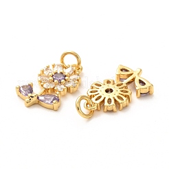 Brass Micro Pave Lilac Cubic Zirconia Pendants&nbsp;ZIRC-P086-21G