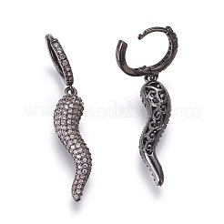 Brass Cubic Zirconia Hoop Earrings&nbsp;EJEW-O084-15