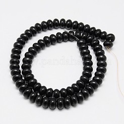 合成ターコイズビーズ連売り  染め  ロンデル  ブラック  6x4mm  穴：1mm  約88~90個/連  15インチ&nbsp;TURQ-G109-6x4mm-02