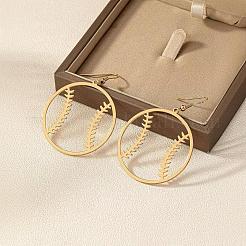 Brass & Iron Baseball Dangle Earrings for Women&nbsp;WG2115E-01