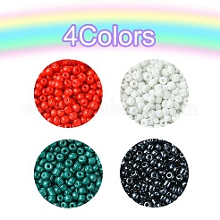 800個 4スタイルミックススタイルガラスラウンドシードビーズ  ミックスカラー  3~3.5x2mm  穴：1~1.2mm  200個/スタイル&nbsp;SEED-FS0001-18B