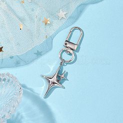 スター合金ペンダント装飾  スイベルクラスプチャーム  バックパックのキーホルダーの装飾品  プラチナ  65mm&nbsp;HJEW-JM02029-02