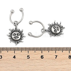 女性用サン 316 サージカルステンレススチール ダングル ハーフフープ イヤリング  アンティークシルバー  29x14mm  内径：10.03mm  ピン：1.16mm（17ゲージ）&nbsp;EJEW-G416-47AS