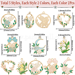 20個10スタイルアロイエナメルペンダント  ラインストーン付き  混合図形  ミックスカラー  25~31x21~27x1~2mm  穴：1.8~2mm  2個/スタイル&nbsp;FIND-SC0012-31