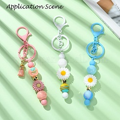 Baking Paint Alloy and Brass Bar Beadable Keychain for Jewelry Making DIY Crafts&nbsp;DIY-YW0007-58G