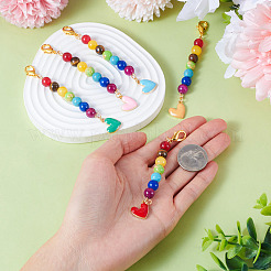 5Pcs 5 Colors Alloy Enamel Heart Pendant Decorations&nbsp;HJEW-TA0001-27