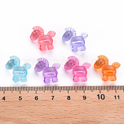 透明なアクリルビーズ  馬  ミックスカラー  17x17x8mm  穴：2mm&nbsp;X-TACR-S154-47B