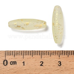 艶消しガラスビーズ  ライス  金箔  ライトゴールデンロッドイエロー  21.5x6.5mm  穴：1.4mm  約915個/1000g&nbsp;FGLA-L001-001B