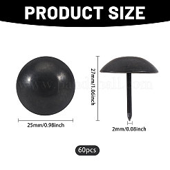 鉄釘60本  家具修理用品  フラットラウンド  ブラック  27x25mm  ピン：2mm&nbsp;IFIN-FH0001-99