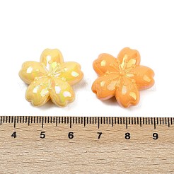 不透明なアクリルビーズ  花  ABカラーメッキ  ミックスカラー  22.5x23.5x8.5mm  穴：2.7mm  約204個/500g&nbsp;OACR-C022-09