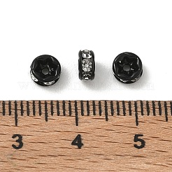 304ステンレススチールラインストーンビーズ  フラットラウンド  鉛フリー＆カドミウムフリー  ラックめっき  長持ちメッキ  ブラック  4x2mm  穴：0.9mm&nbsp;RB-CBAF591-01C-EB