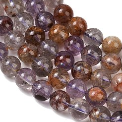 Natural Purple Phantom Quartz Lodolite Quartz Beads Strands&nbsp;G-R446-10mm-01A