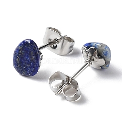 生ナゲット天然石スタッドピアス  女性用304ステンレススチールイヤリング  7~10x5~8mm&nbsp;EJEW-K253-01P