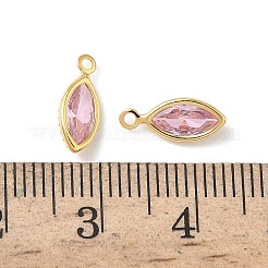 真鍮マイクロパヴェキュービックジルコニアホースアイチャーム  ニッケルフリー  ピンク  11.5x5x2.5mm  穴：1.2mm&nbsp;KK-Z136-32G-02