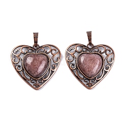 Natural & Synthetic  Mixed Gemstone Peach Love Heart Pendants&nbsp;G-G158-01-AB