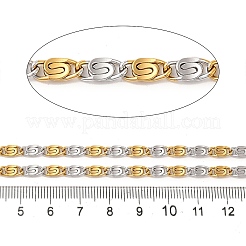 304ステンレススチールルマキナチェーン  溶接されていない  スプールで  ゴールデン·ステンレス鋼色  8.5x3.8x1mm  10 m /ロール&nbsp;STAS-M075-03A-PG