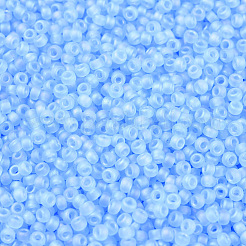MIYUKIラウンドロカイユビーズ  日本製シードビーズ  11/0  （rr148fr）マット透明アクアab  11/0  2x1.3mm  穴：0.8mm  約50000個/ポンド&nbsp;SEED-G007-RR0148FR
