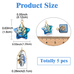 5Pcs 5 Styles Electroplate Glass Charms&nbsp;FIND-YW0005-47
