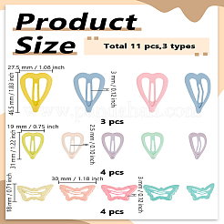 11Pcs 3 Styles Heart & Butterfly Spray Painted Iron Snap Hair Clip for Girls&nbsp;PHAR-LP0002-03