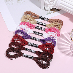 8 Skeins 8 Colors 12-Ply Metallic Polyester Embroidery Floss&nbsp;OCOR-CY0004-56A