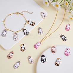 18 個 6 スタイル合金エナメルペンダント漫画小さな猫合金印刷ペンダント diy ネックレスブレスレットペンダントイヤリングアクセサリー  ミックスカラー  25.3x14.2mm  穴：2mm&nbsp;JX585A