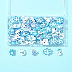 60Pcs 6 Styles Christmas Theme Printed Wood Beads&nbsp;WOOD-FS0001-33