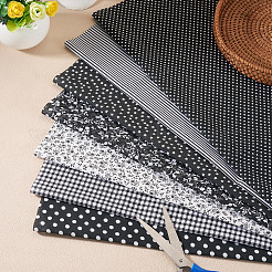 ポリエステル生地  混在模様の方形  ブラック  510~515x510~515x0.2mm  7個/セット&nbsp;DIY-TAC0021-41A