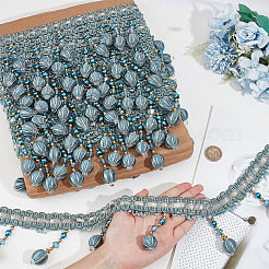 カーテン プラスチック ビーズ フリンジ トリム  ポリエステルタッセル装飾  ライトブルー  3-5/8インチ（93mm）  約12.58ヤード（11.5m）/バンドル&nbsp;OCOR-WH0090-69C
