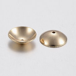 304ステンレススチールビーズキャップ  花弁のない  18KGP本金メッキ  8x2.5mm  穴：0.8mm&nbsp;X-STAS-H436-28