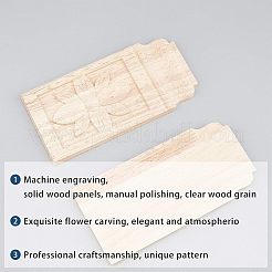 Natural Solid Wood Carved Onlay Applique Craft&nbsp;WOOD-FH0001-10