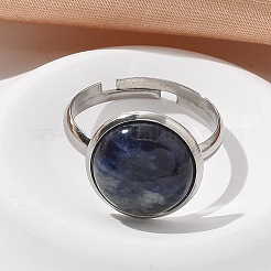 Half Round Natural Sodalite Finger Rings&nbsp;RJEW-M062-01P-09