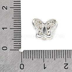 真鍮製マイクロパヴェキュービックジルコニアビーズ  銀  蝶  9.5x12x6.5mm  穴：2.5x3mm&nbsp;KK-D408-11S-05A