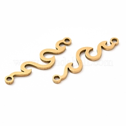 201ステンレススチールコネクタチャーム  ウェーブリンク  ゴールドカラー  6x24x1mm  穴：1.4mm&nbsp;STAS-K251-081G