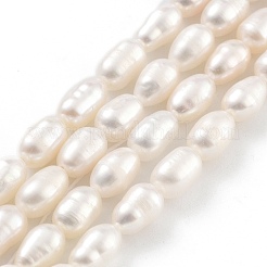 天然養殖淡水パールビーズ連売り  ライス  グレード3 A  雪  4~5mm  穴：0.6mm  約26~27個/連  7.09''~7.28''（18~18.5センチメートル）&nbsp;PEAR-P062-06E