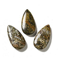 天然ヒョウ肌ジャスパーペンダント  ティアドロップチャーム  39~39.5x19~19.5x6.5~7mm  穴：1.2mm&nbsp;G-F731-04G