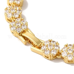 Rack Plating Brass Pave Cubic Zirconia Flower Link Necklaces for Women&nbsp;NJEW-B108-01G-02