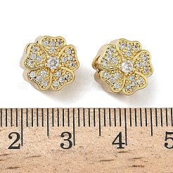 真鍮マイクロペーブクリアキュービックジルコニアビーズ  花  16KGP本金メッキ  10.5x10.5x10mm  穴：3.5mm&nbsp;KK-L257-29G