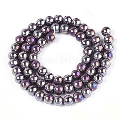 Electroplate Opaque Glass Beads Strands&nbsp;GLAA-T032-P6mm-AB15