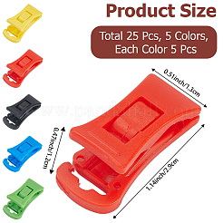 25個5色のプラスチック製防風クリップ  衣服のピン  ミックスカラー  29x13x11.5mm  5個/カラー&nbsp;AJEW-CN0004-85