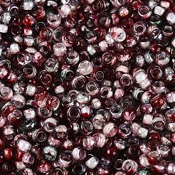 ピカソガラスシードビーズ  ロンデル  丸い穴  ファイヤーブリック  2.5x1.5mm  穴：1.2~1.4mm  約30000個/ポンド&nbsp;SEED-Q041-02N