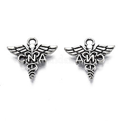 Tibetan Style Alloy CNA Caduceus Medical Symbol Charms&nbsp;TIBEP-N008-134