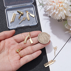 8個 4スタイル ヘアスタイリング真鍮ペンダント  丸カン付き  18KGP本金メッキ  18~24x7~17x1~6.5mm  穴：3mm  2個/スタイル&nbsp;KK-UN0006-11