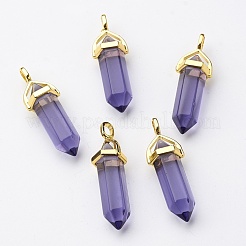 ガラスの尖ったペンダント  合金のパーツと  ゴールドカラー  弾丸  ミックスカラー  37~40x12.5x10mm  穴：3x4.5mm&nbsp;GLAA-G021-A