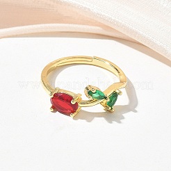Flower Brass Glass Adjustable Finger Rings&nbsp;GL-CBA18A7-01G-03