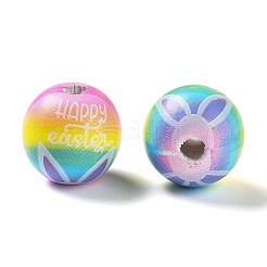 Easter Theme Printed Wood European Beads&nbsp;WOOD-M010-02B