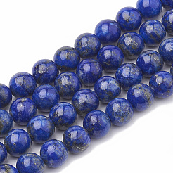 天然石ラピスラズリビーズ連売り  ラウンド  8~9mm  穴：1mm  約45~48個/連  15インチ&nbsp;G-S333-8mm-013